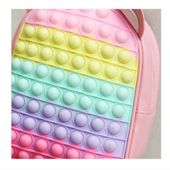 Pop It Fidget Mini Backpack W/ Character Ears For Kids & Adults Baby Pink-Multi - Picture 4 of 8